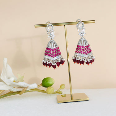 Gold Ruby Dangler Earrings Zayn Luxury Jewellery